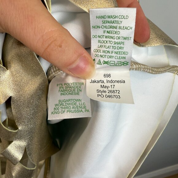 NWT Lilly Pulitzer Mango Laser Cut Shift Dress, Size L in Gold - Picture 10 of 10